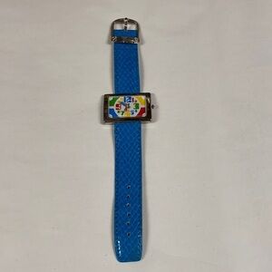 Calinda Vintage Pop Art Teacher Watch Leather Blue